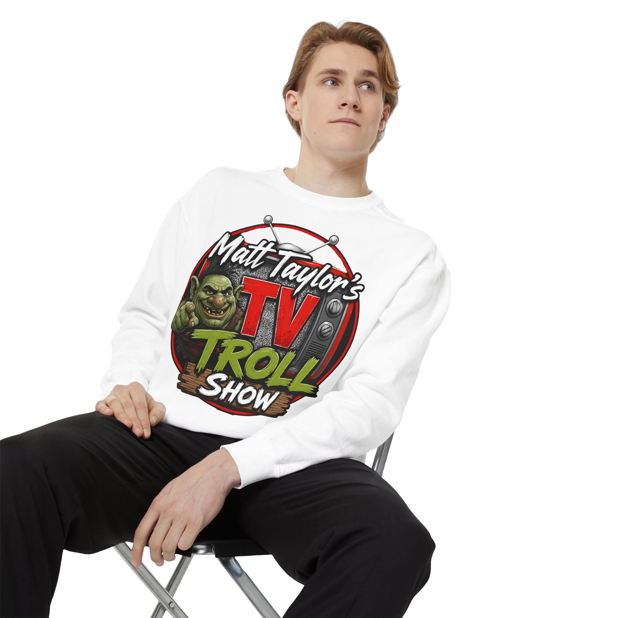Matt Taylor TV Troll Show Sweatshirt — "Matt Taylor's TV Troll Show" Graphic Crewneck