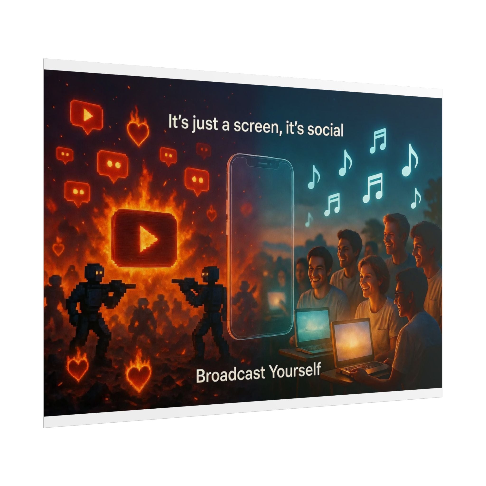 Rolled Poster — "Broadcast Yourself" Social Media Streaming Art Print