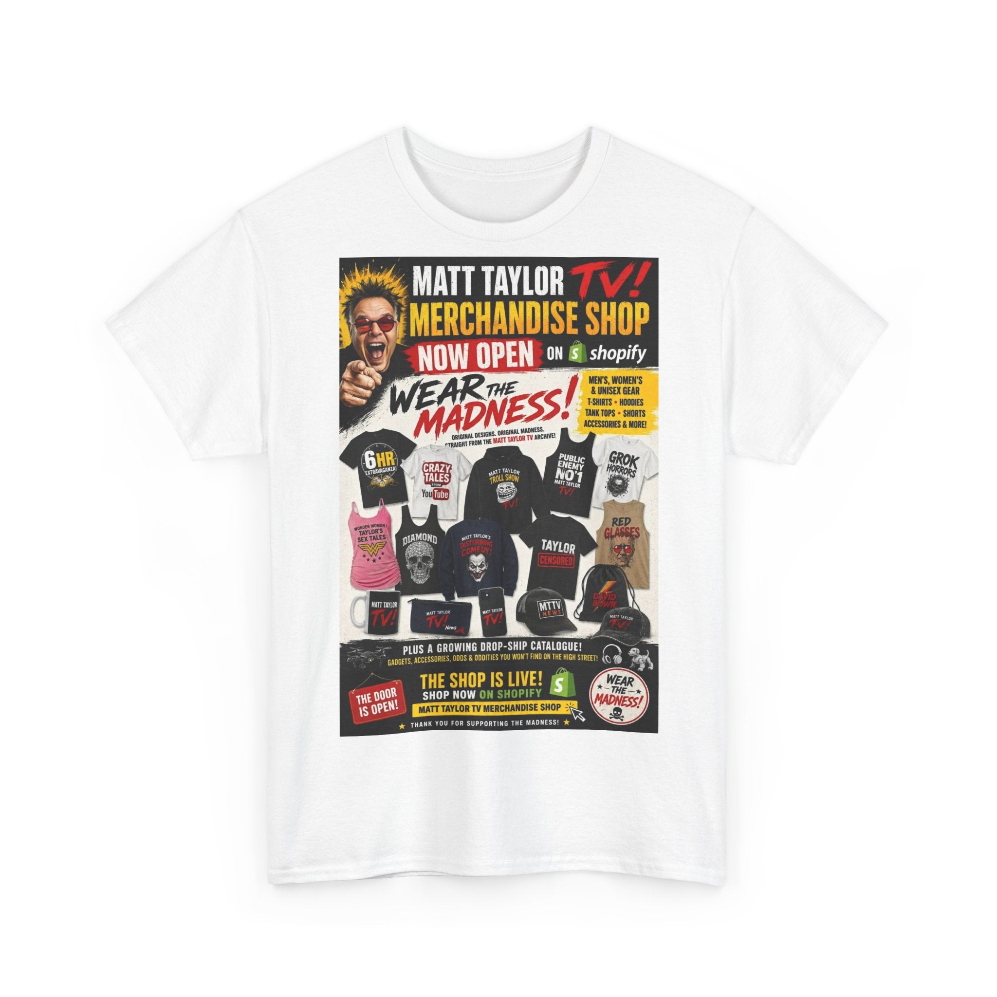 Matt Taylor TV Merchandise Poster T‑Shirt – Shop Now Wear the Madness Graphic Tee