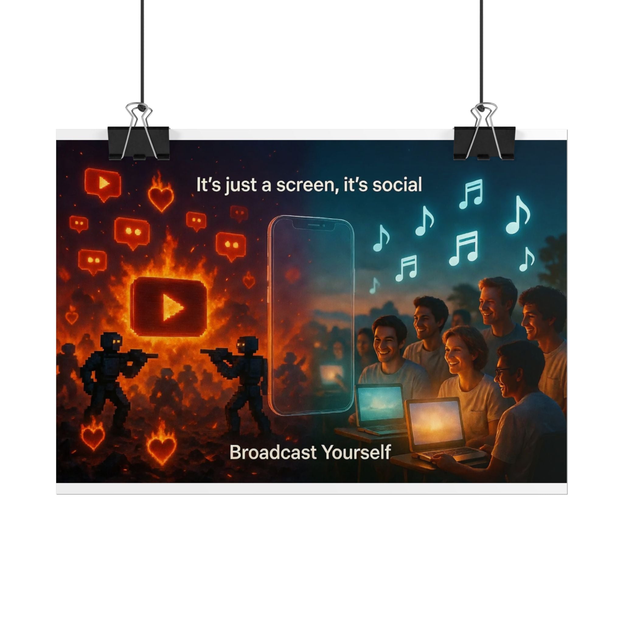 Rolled Poster — "Broadcast Yourself" Social Media Streaming Art Print