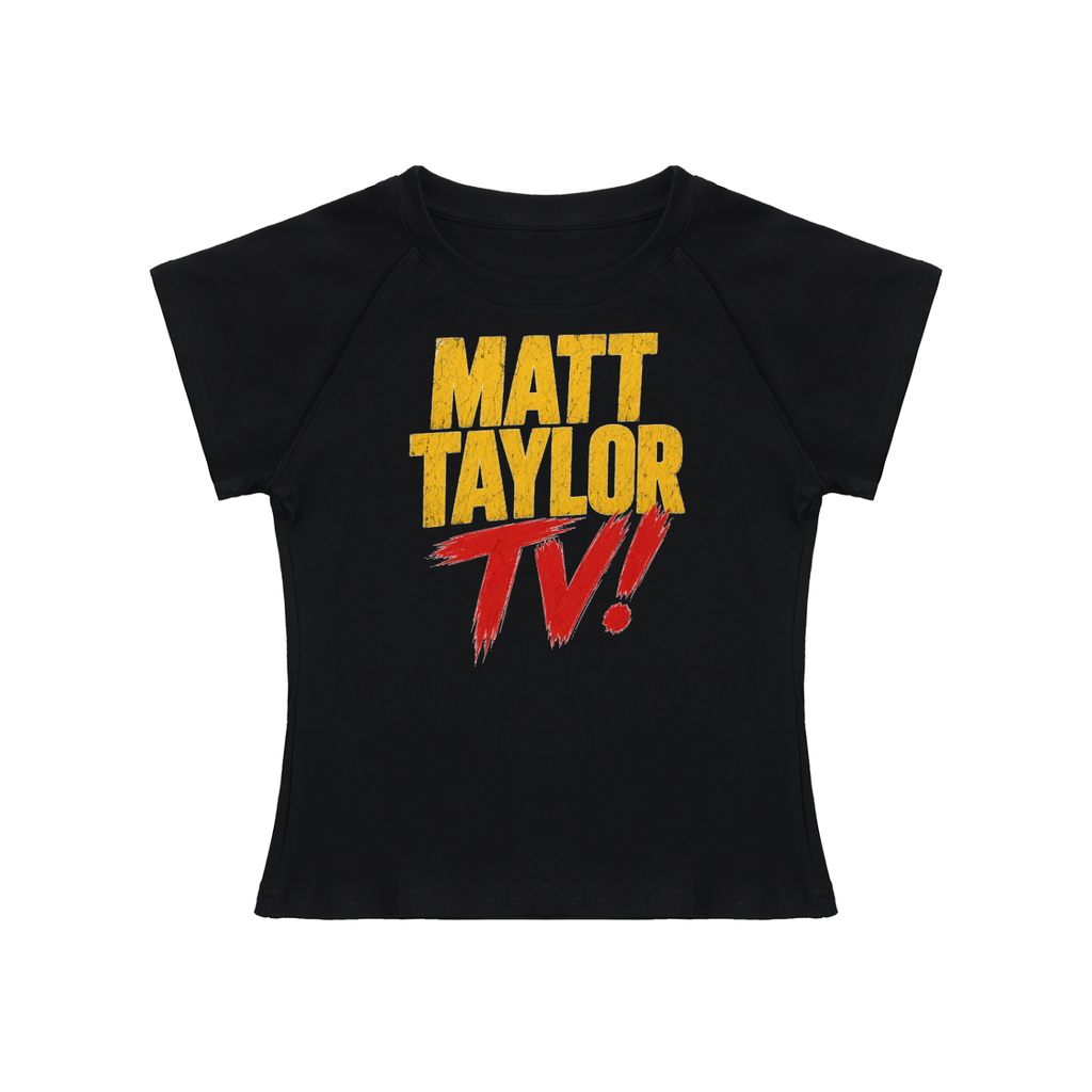 Matt Taylor TV Logo 33 Solid Color Raglan Sleeve Crop Top
