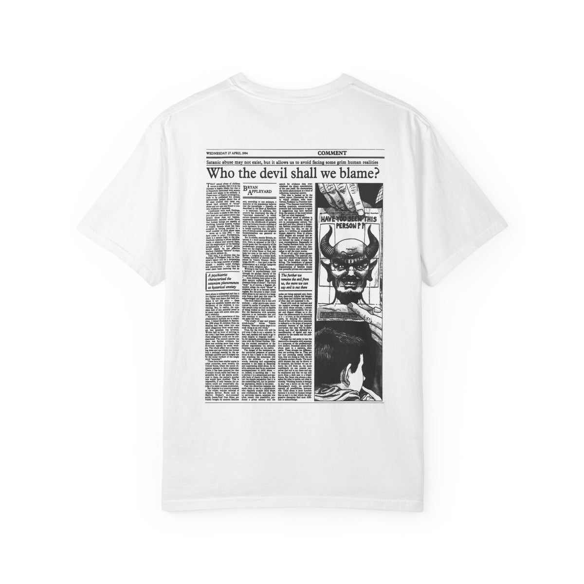 Graphic Quote T-Shirt — ‘Shut up Matt. (Satanism article from 1930's) on the back.